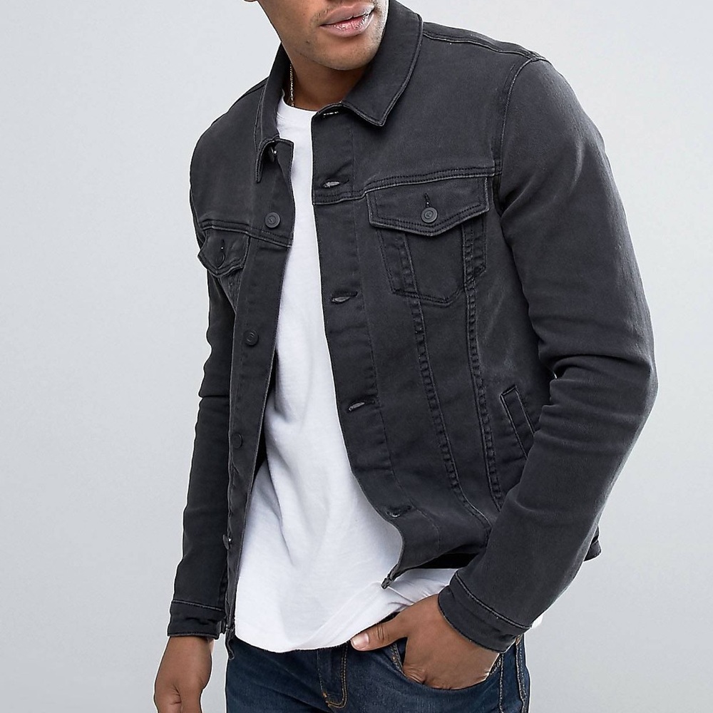 ASOS Super Skinny Denim Jacket in Washed Black